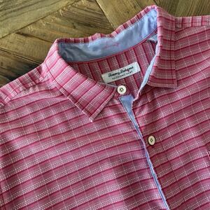 Tommy Bahama IslandZone Coconut Point Shirt Mens XXL Red Pink Stripe Coolmax XXL